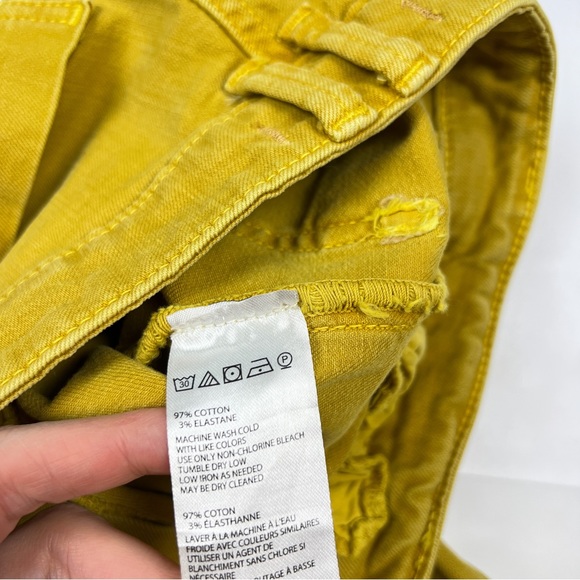 Free People Yellow Exposed Button Fly Run With Me Pintuck Flare Jeans - Picture 5 of 6